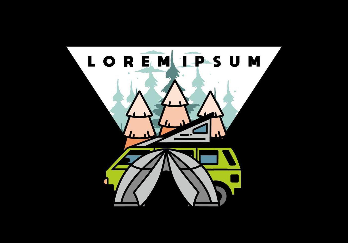 Camping with tent and car illustration design vector
