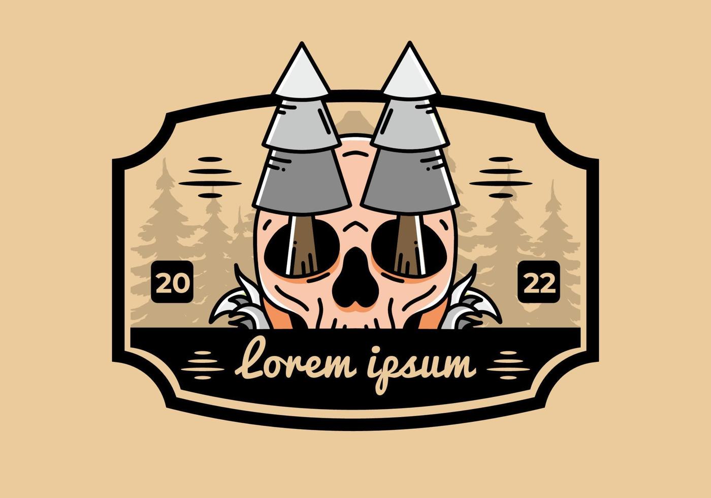 Pine trees stuck in skull illustration design vector