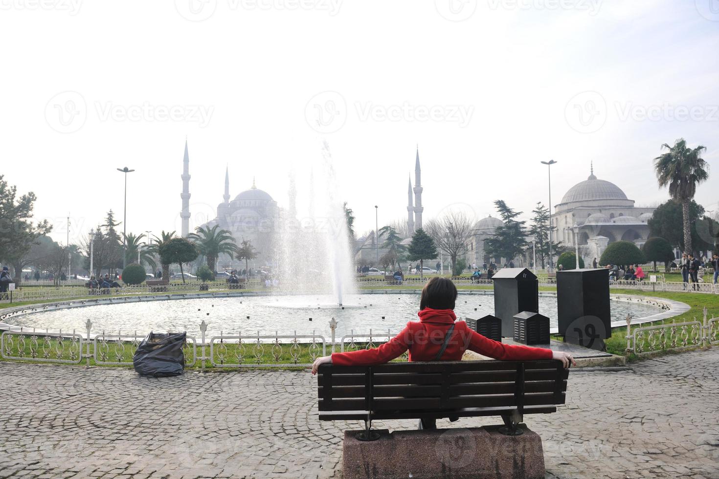 woman visit ancient istambul in turkey photo