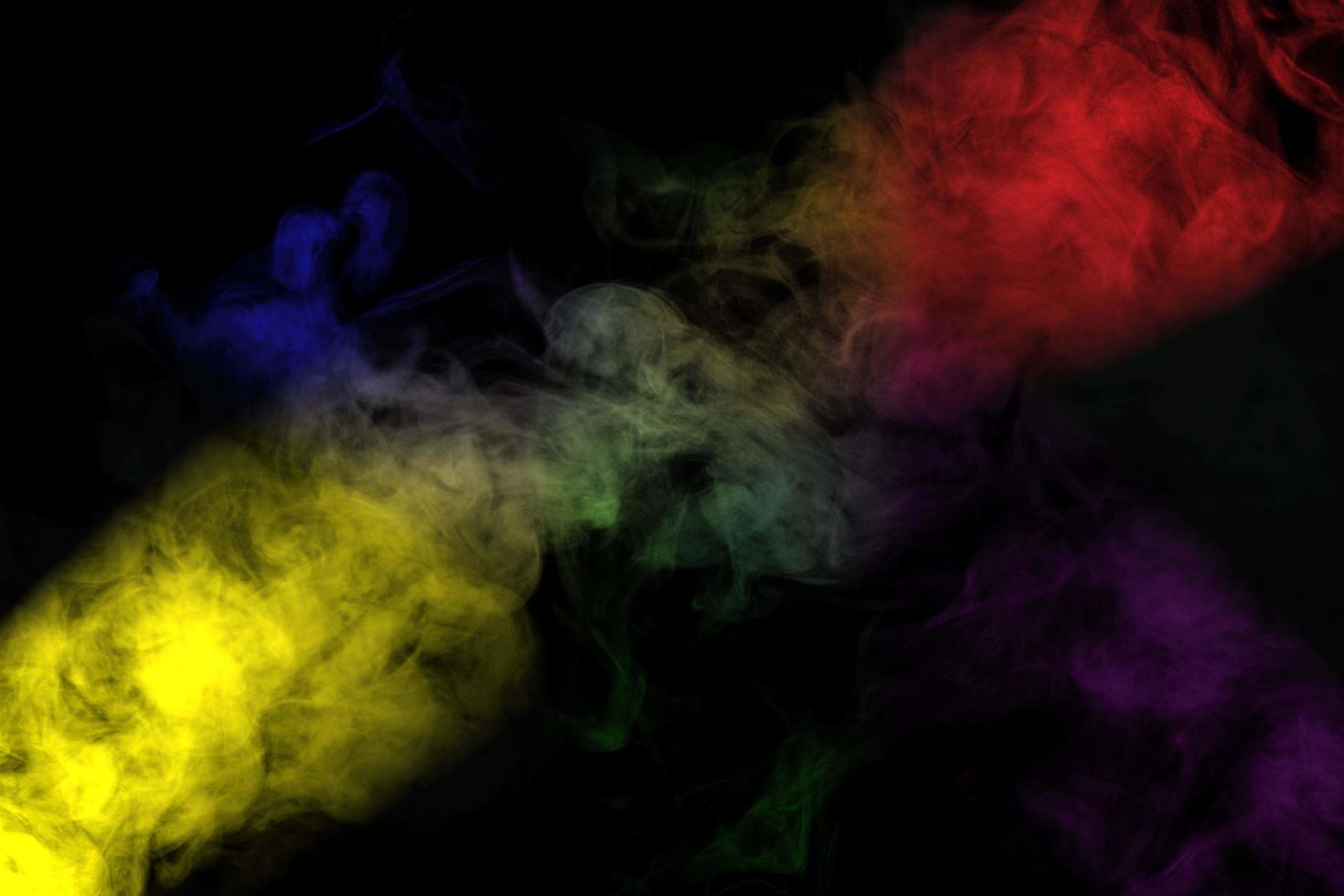 Abstract smoke isolated on black background,Rainbow powder photo