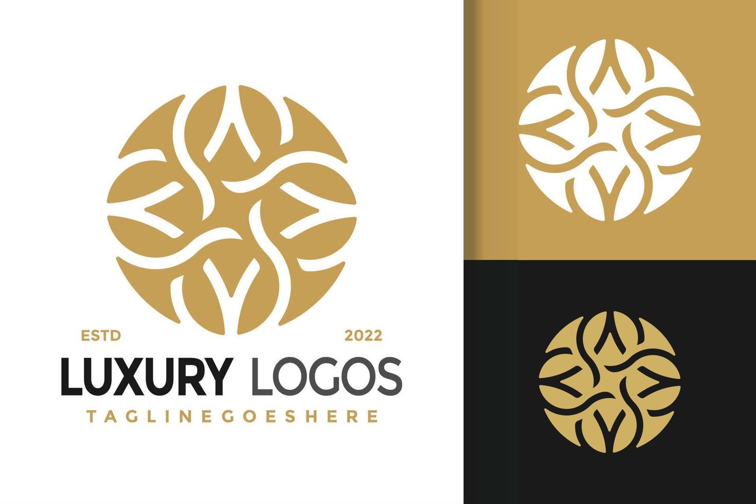 diseño de logotipo de moda de flores de lujo, vector de logotipos de identidad de marca, logotipo moderno, plantilla de ilustración vectorial de diseños de logotipos