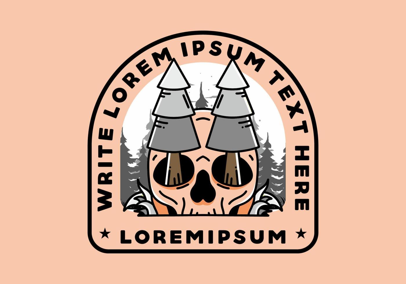 Pine trees stuck in skull illustration design vector
