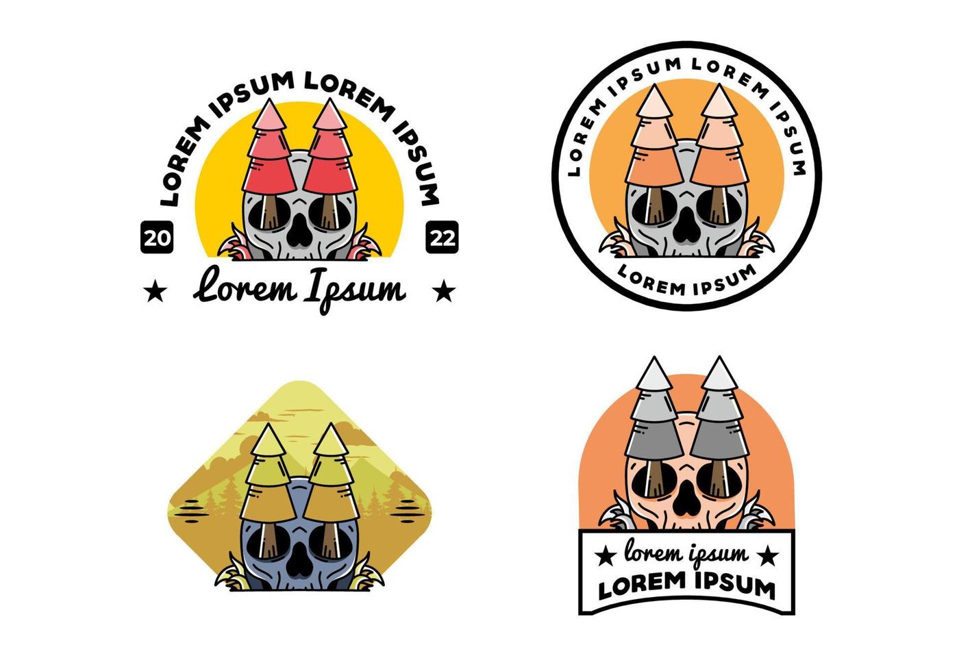 Pine trees stuck in skull illustration design vector