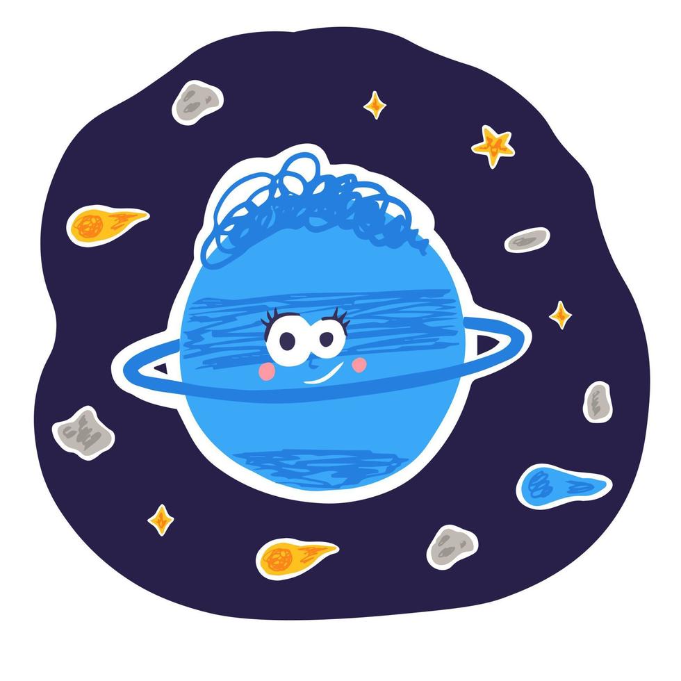 Cartoon planet with face vector