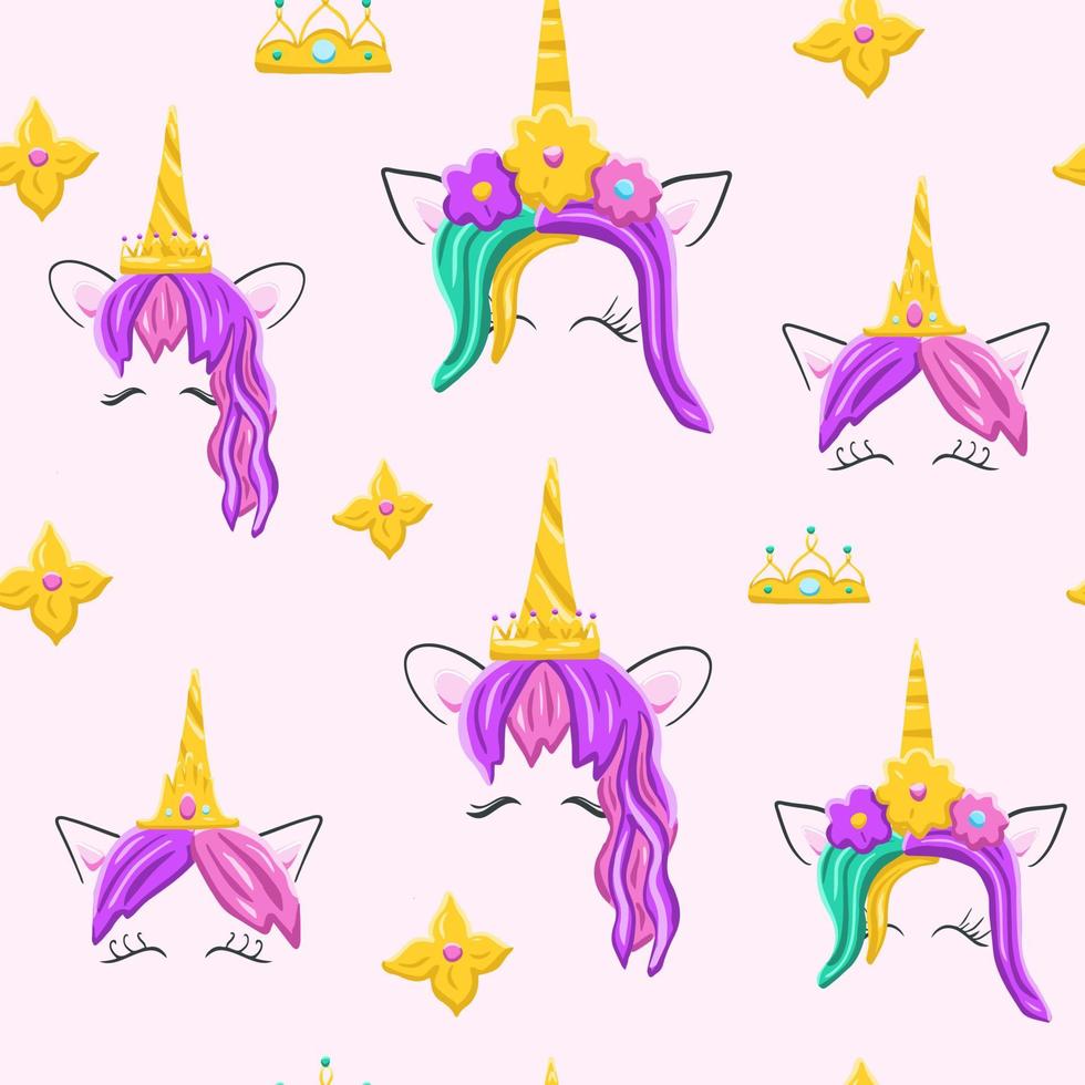 patrón de cara de unicornio vector