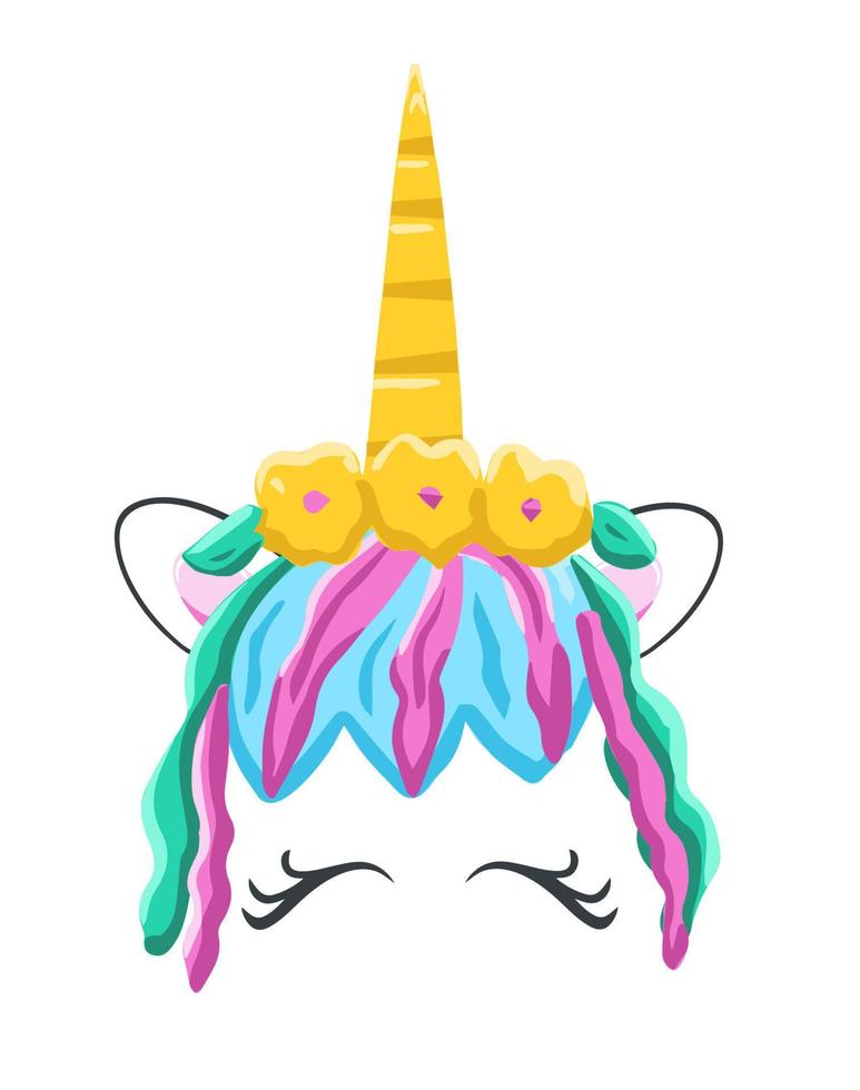 Cute unicorn face in cartoon style vector