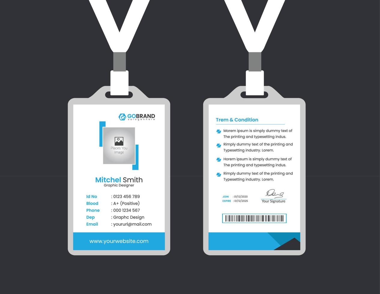 Office ID Card Template. Abstract modern geometric overlap background design. Vector illustration
