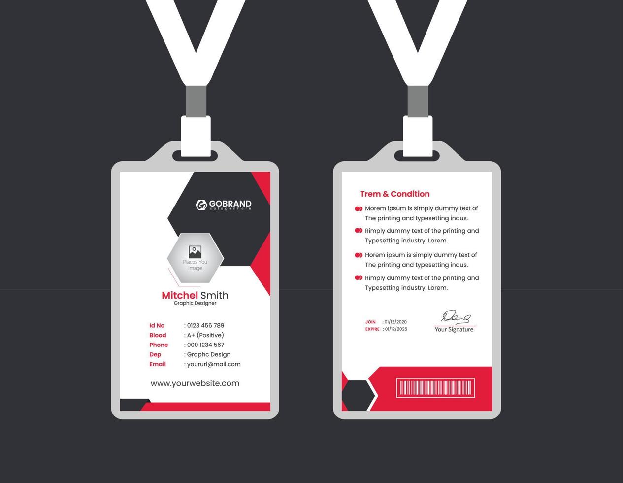 Simple Id card template design vector