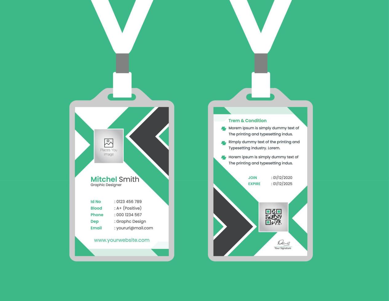 Id card template design vector