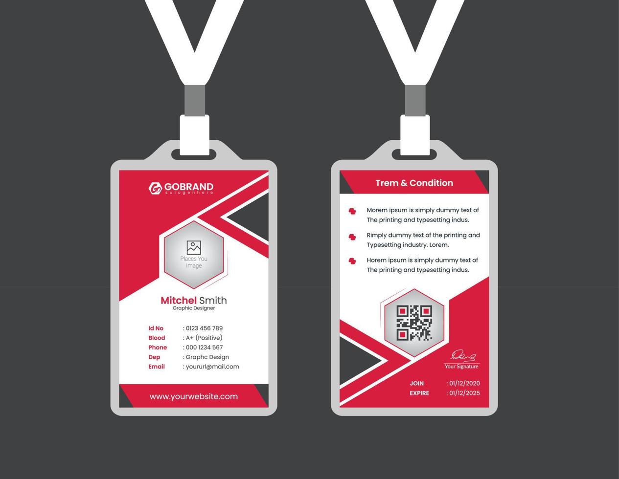 Id card template design vector