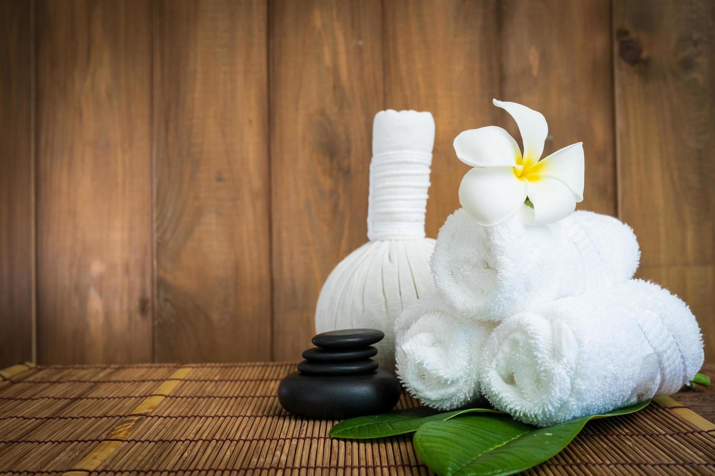 spa and massage objects on wooden background photo