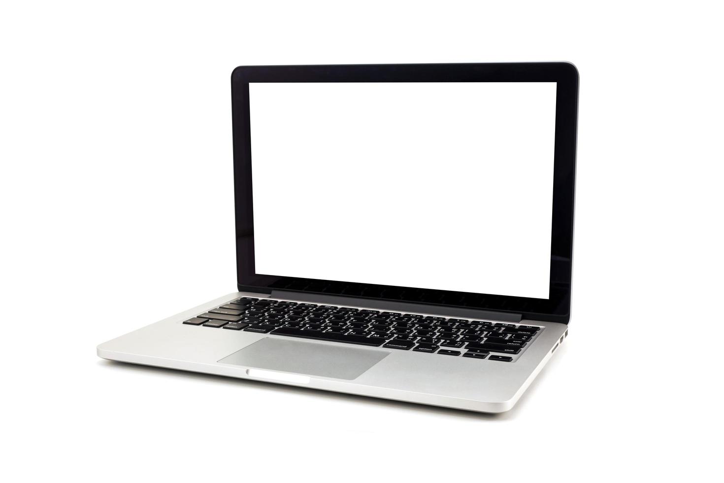 Laptop with blank white screen on white background 10701634 Stock Photo