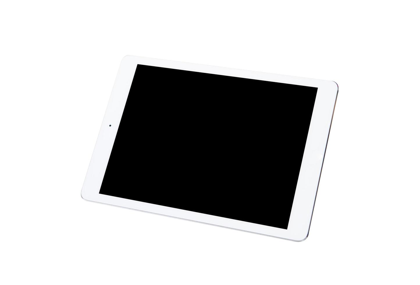 White tablet computer on over white background photo
