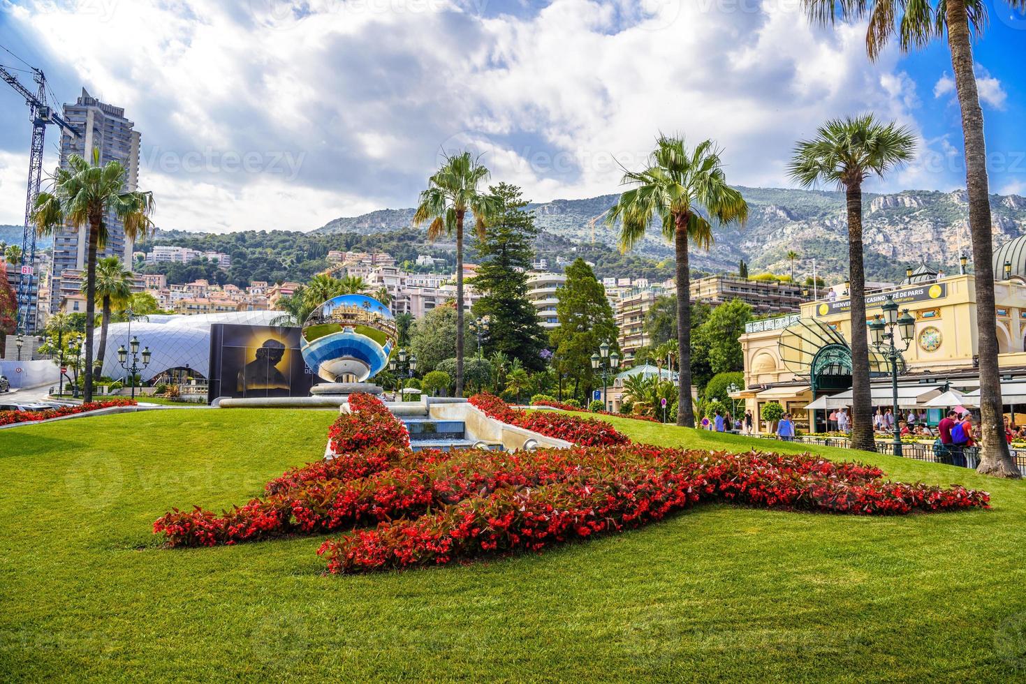 Glass ball with palms near sun casino in La Condamine, Monte-Carlo, Monaco, Cote d'Azur, French Riviera photo