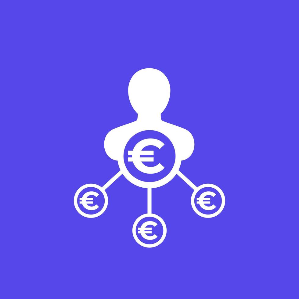 icono de vector de accionista con euro