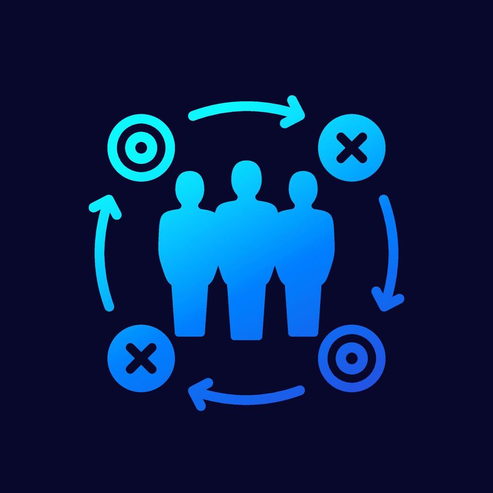 recruitment process icon with candidates, vector