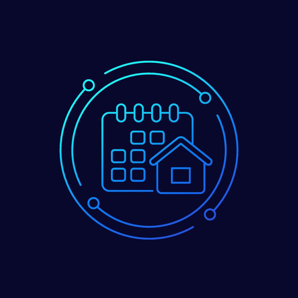 house and calendar, schedule line icon vector