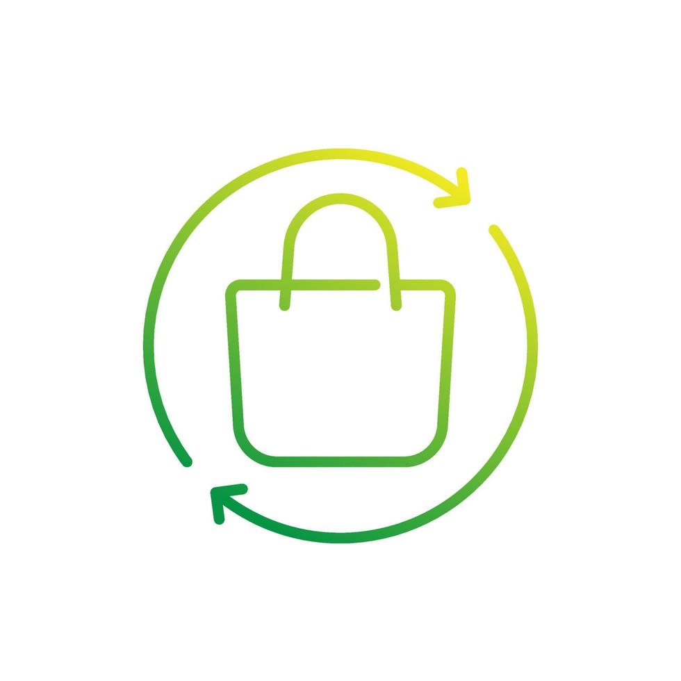 Recycle plastic bag line icon, vector