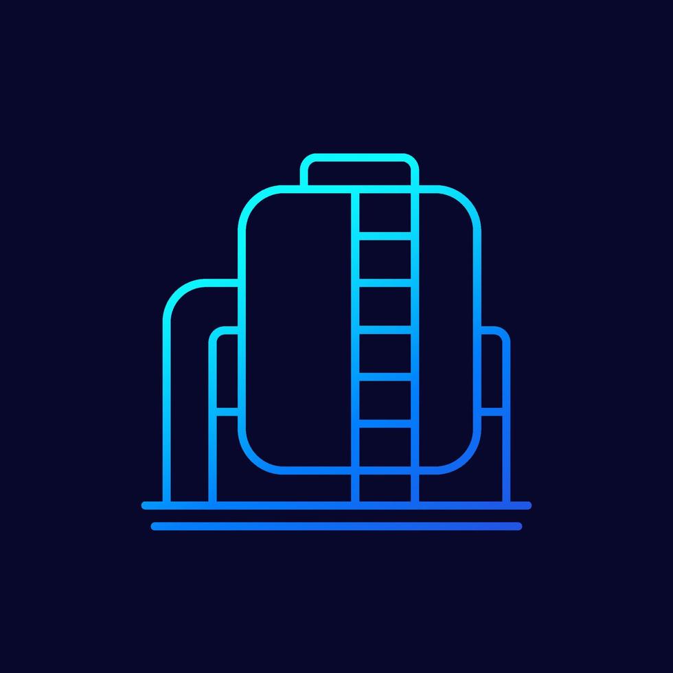 tanque, icono de vector de línea de almacenamiento industrial