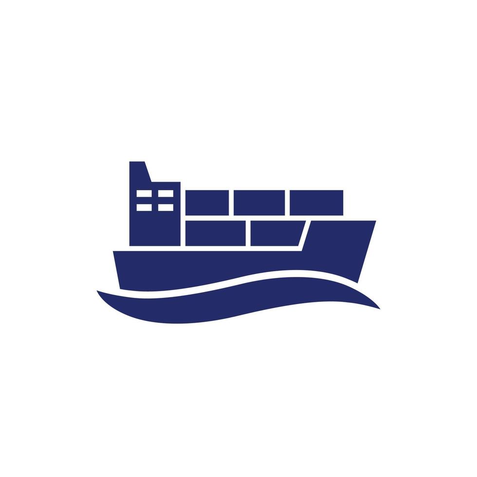 cargo container ship, maritime transport icon vector