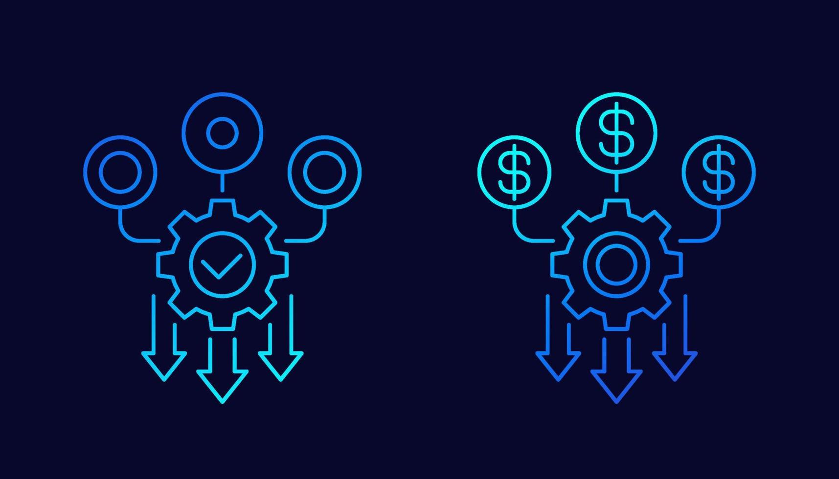 iconos de vector de línea de optimización de flujo de efectivo