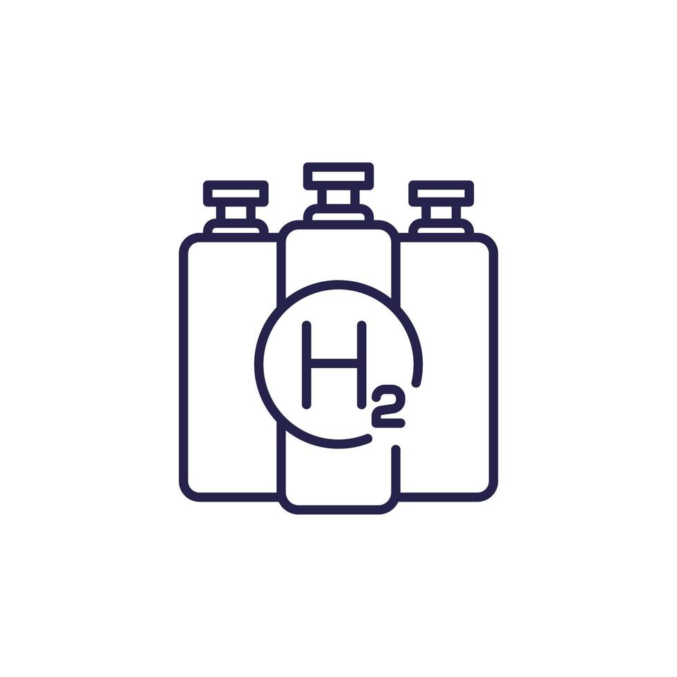 hydrogen tanks icon, h2 storage line vector