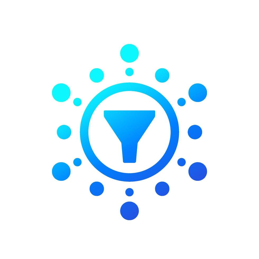 Data filtering icon with funnel vector
