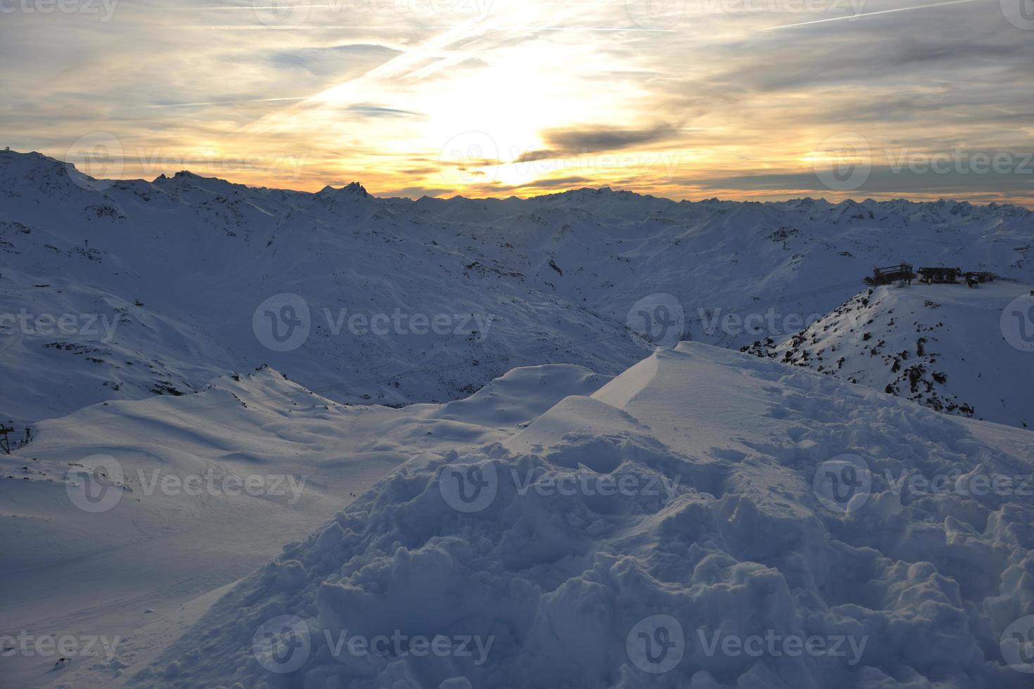 mountain snow sunset photo