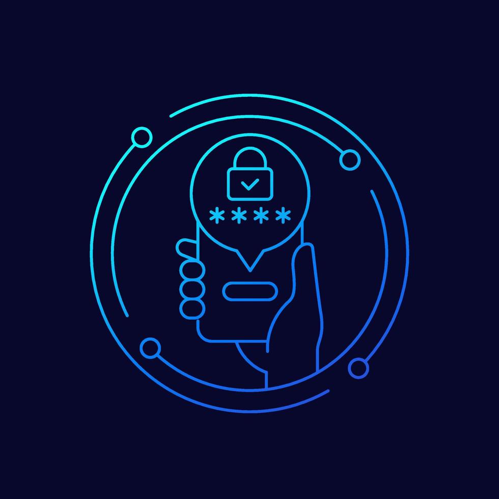 password line icon with a phone in hand vector