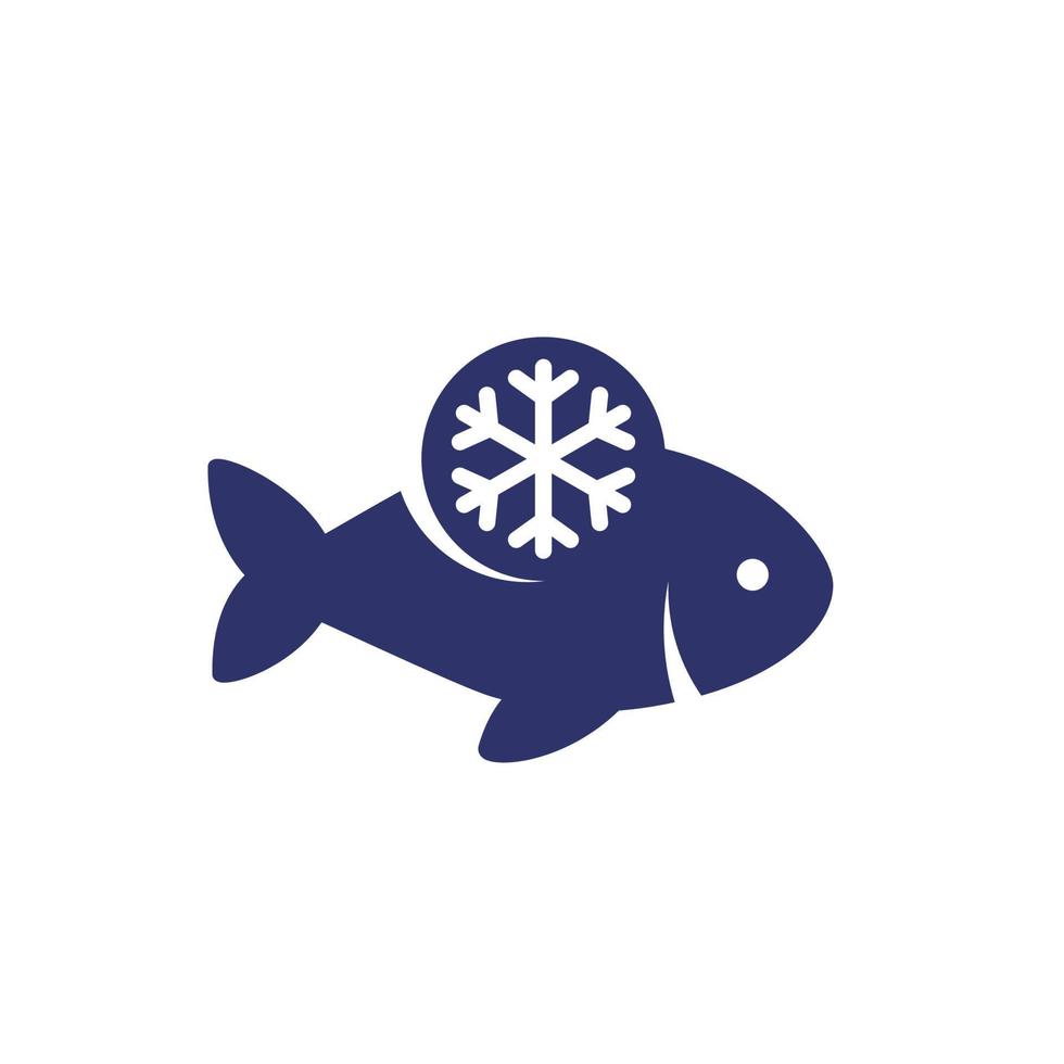 icono de pescado congelado en blanco vector