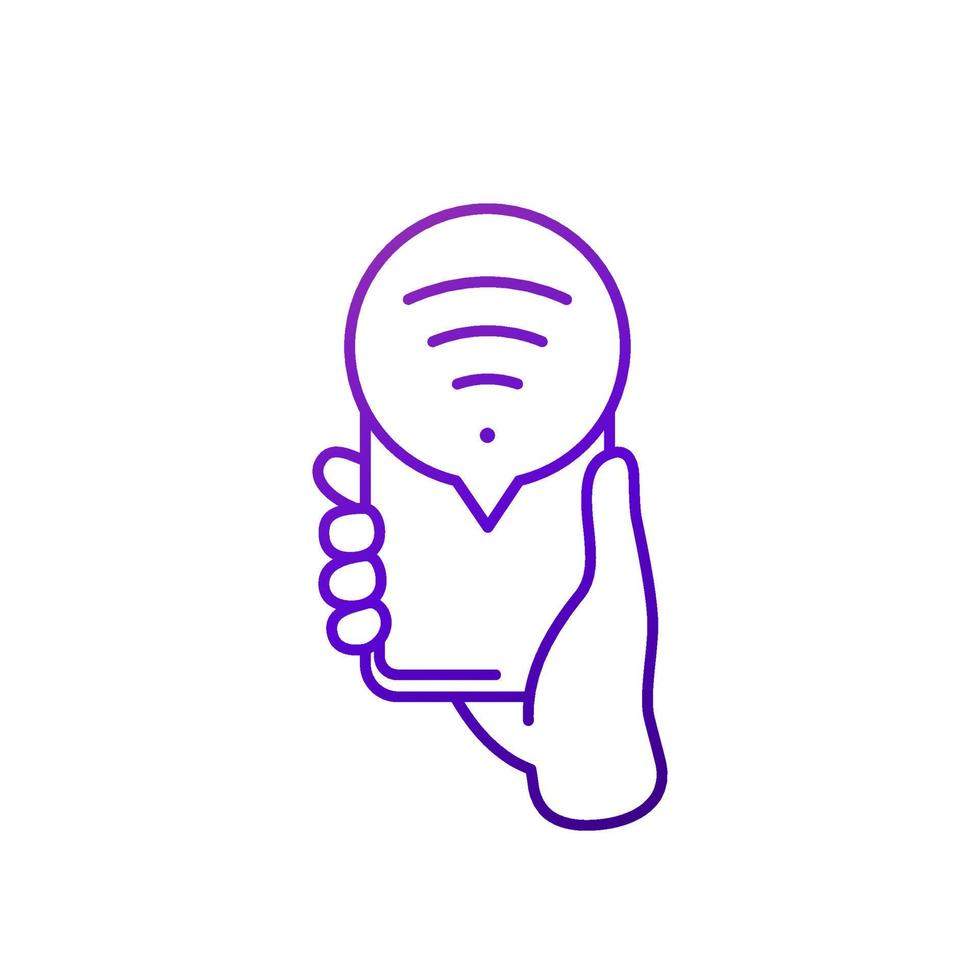 wi-fi line icon with smart phone vector
