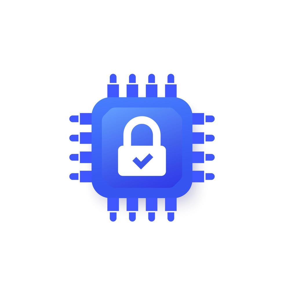 Hardware encryption icon with a chip vector