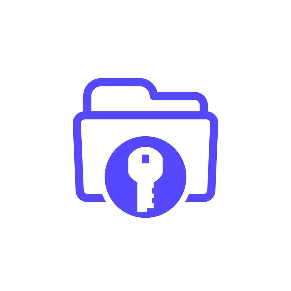 folder and key icon for web vector