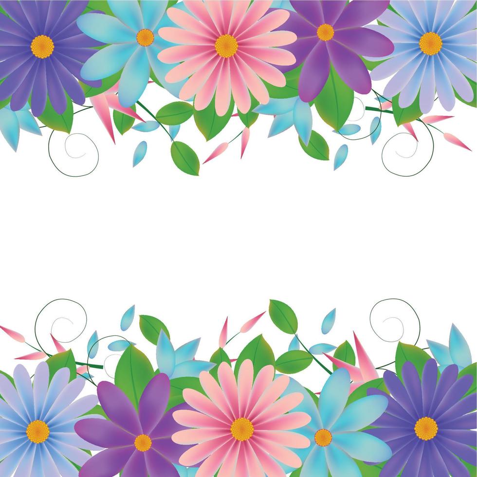 Flowers Frame spring Background With Gradient Mesh, Vector Illustration