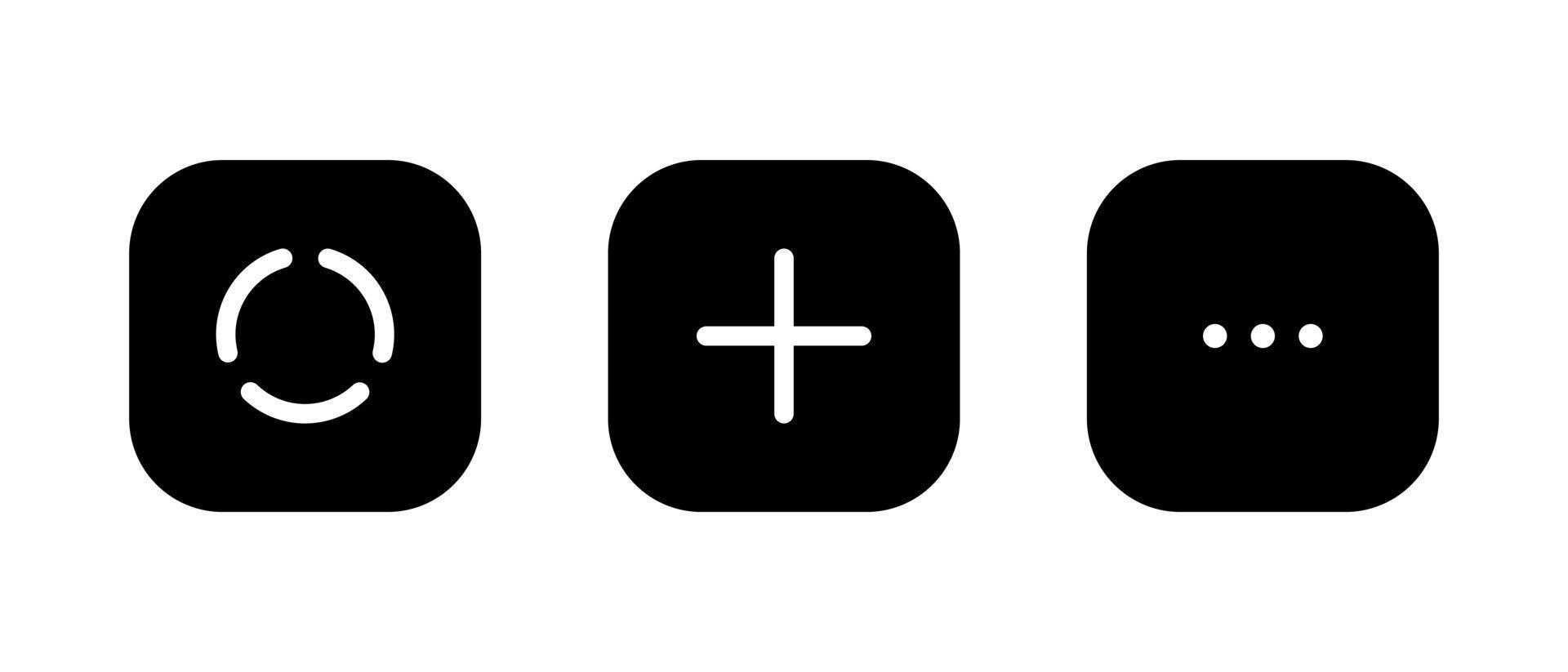Status, new chat, and menu button icon. Social media elements vector