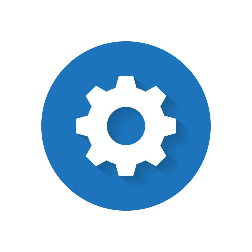 Settings, gear, setup icon vector isolated on circle background