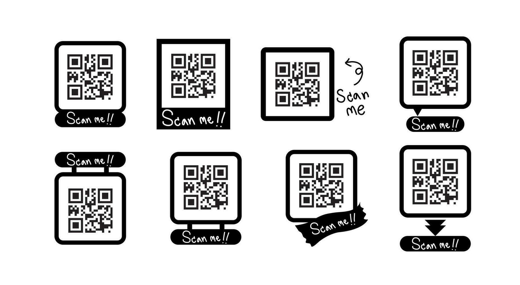 Bundle black qr code scan vector