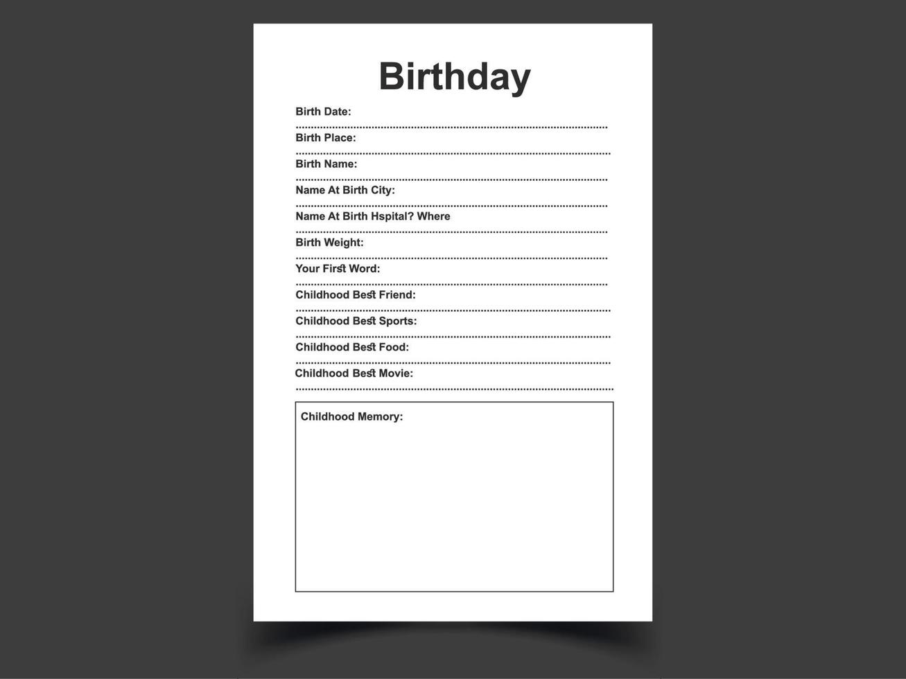 Birthday journal log book,6.9 in size,No Bleed,Print ready,Ready to Upload vector