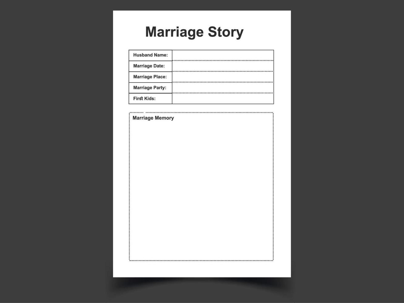 Marriage story log book,6.9 in size,No Bleed,Print ready,Ready to Upload vector