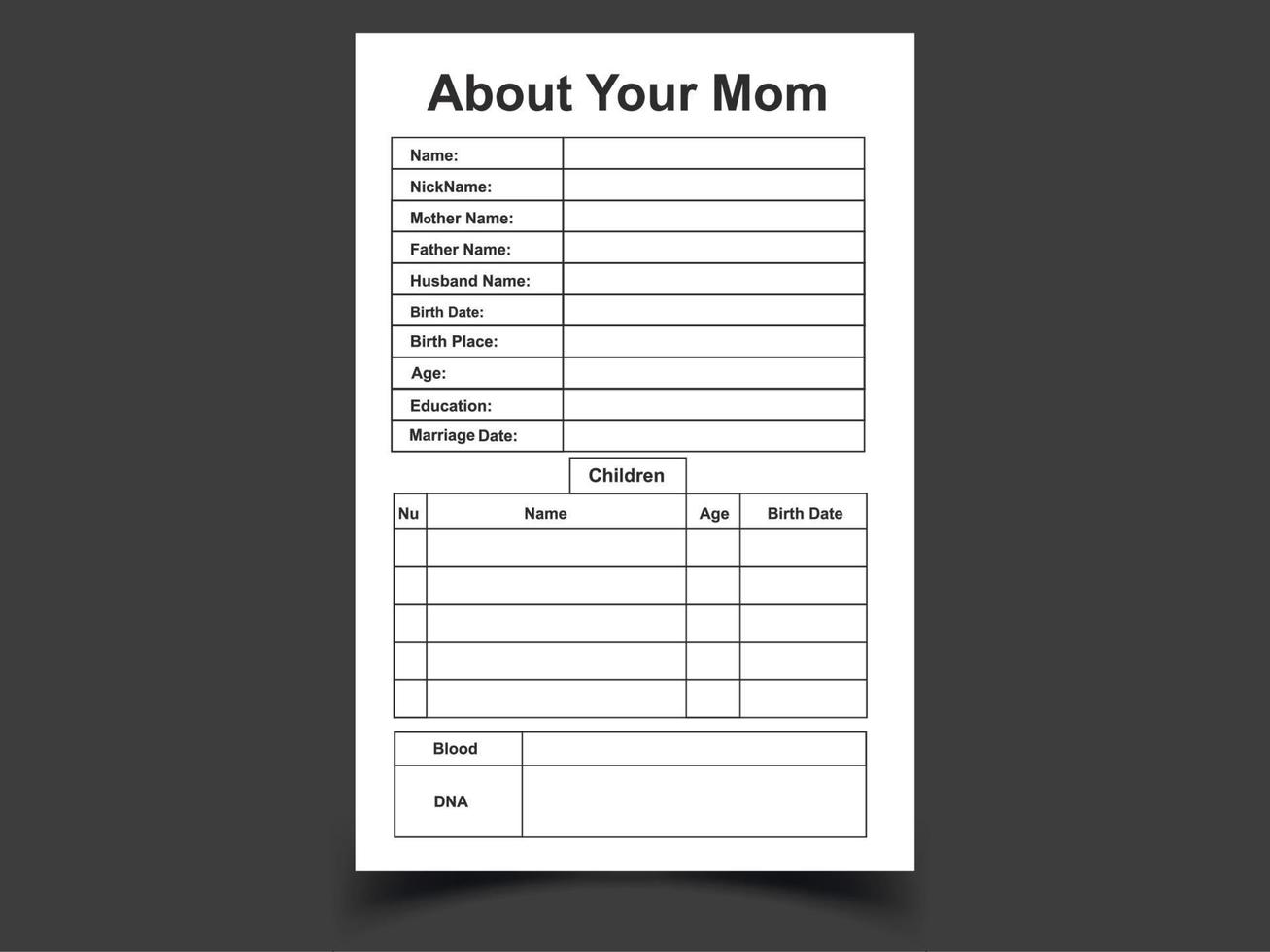 About your mom log book,6.9 in size,No Bleed,Print ready,Ready to Upload vector