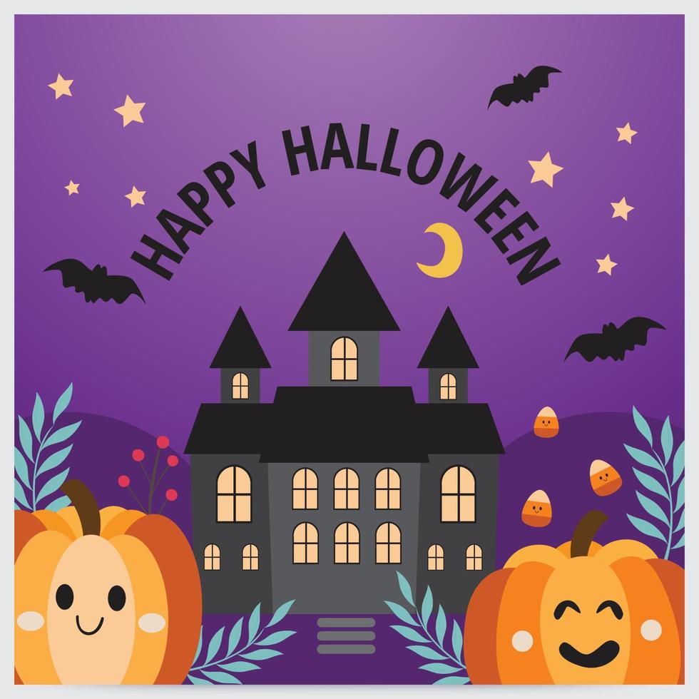 Happy halloween background and banner. Pumpkin cute. Flat design. vector