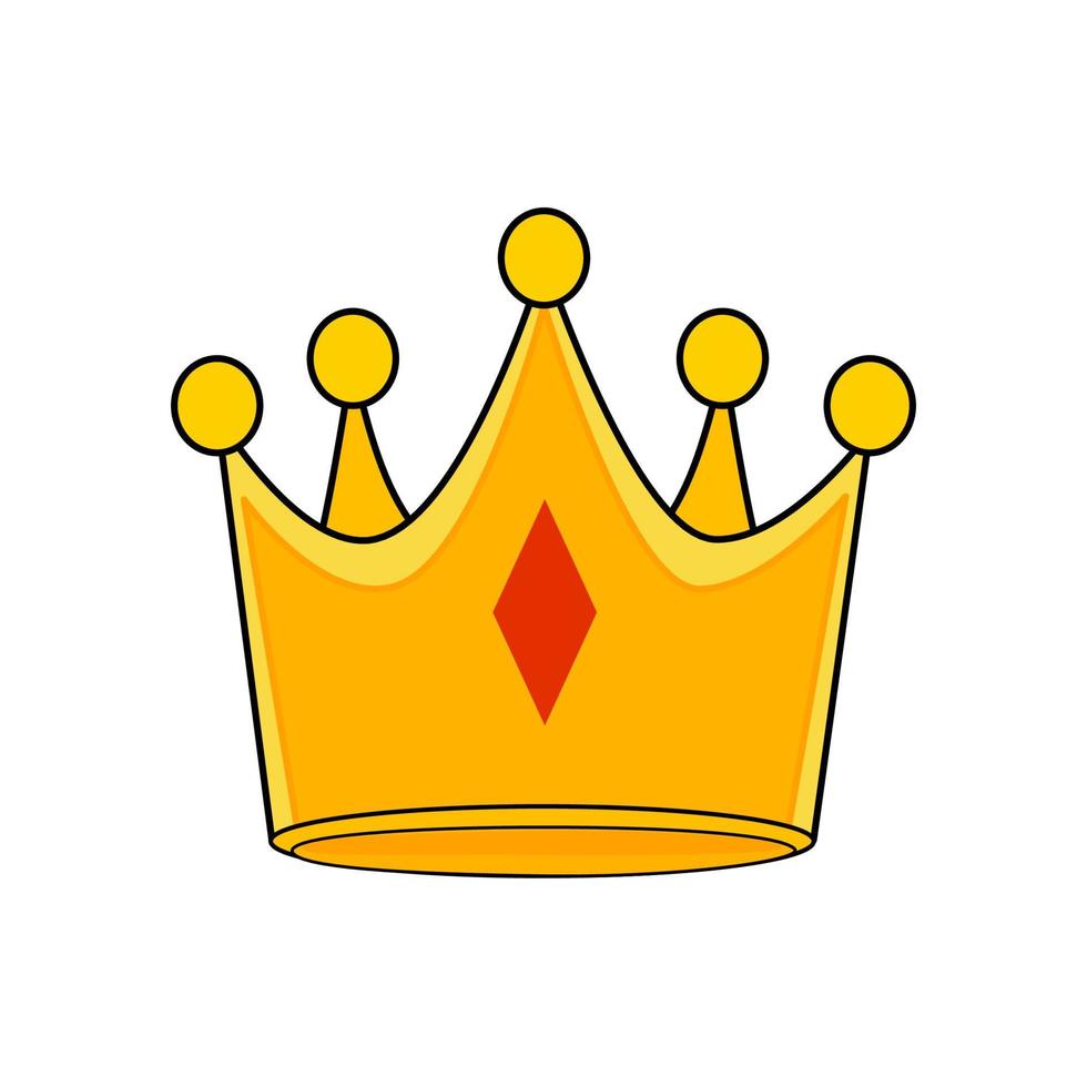 Cartoon golden crown with diamond. vector