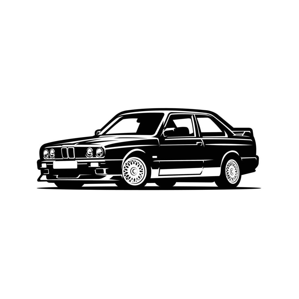 vector de silueta de coche deportivo premium de los 90 aislado