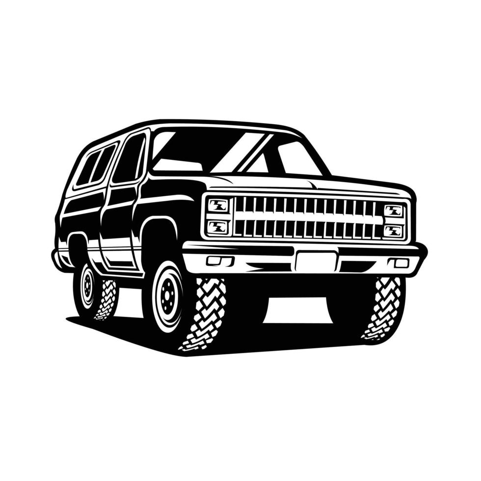 Premium classic farm truck SUV truck silhouette vector isolated