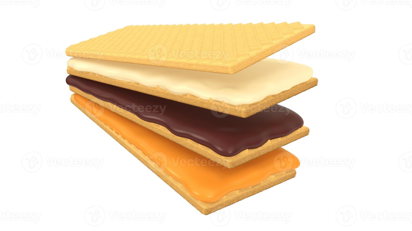 Wafers with many flavors,3d rendering with Clipping path. photo