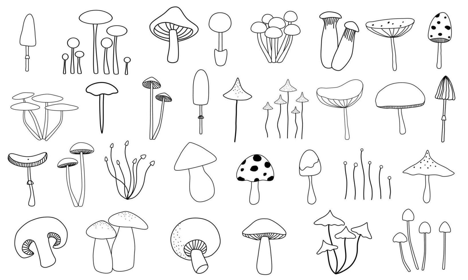 Set of doodle mushroom. vector