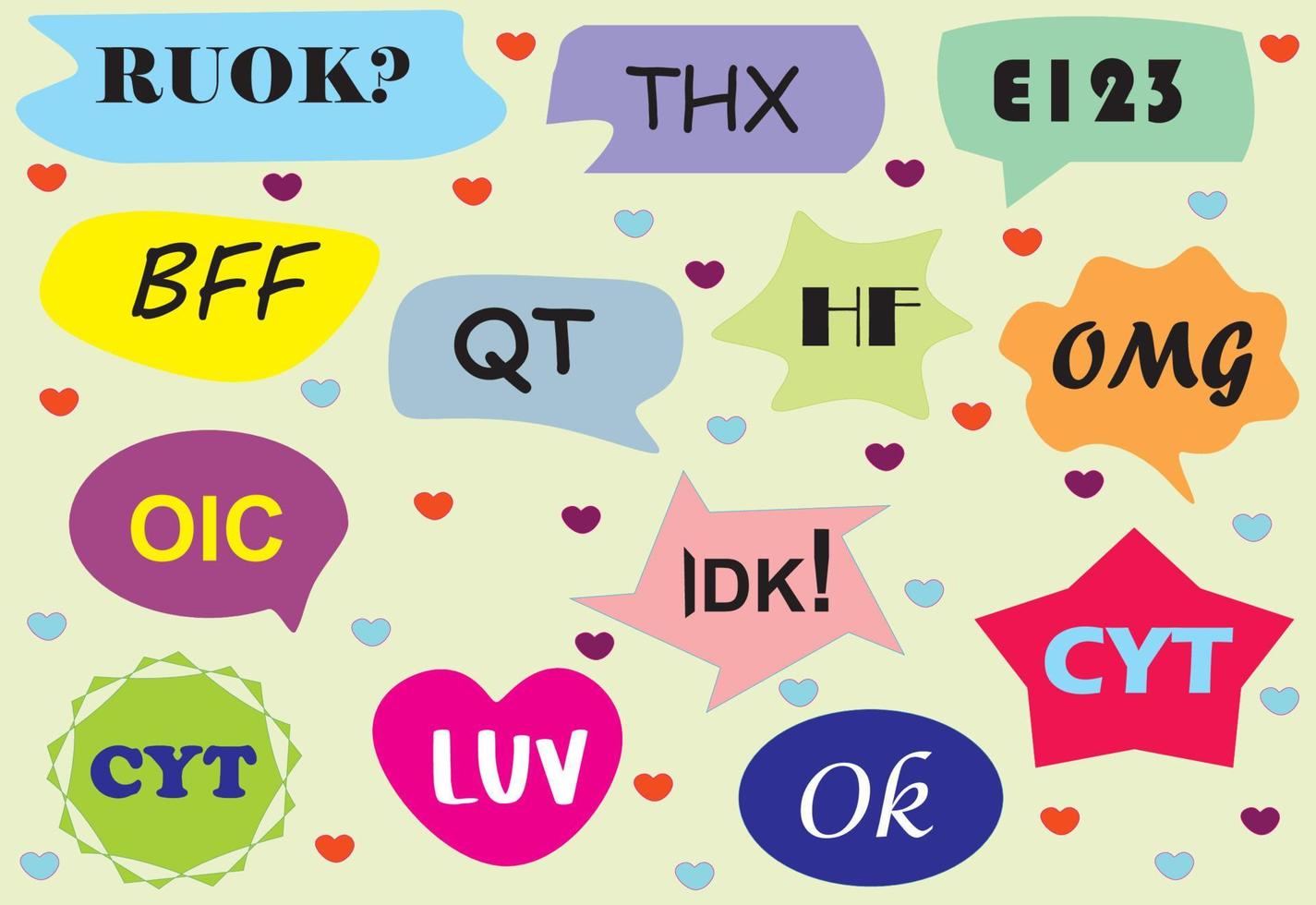 Seamless design of Abbreviations words with colorful background vector