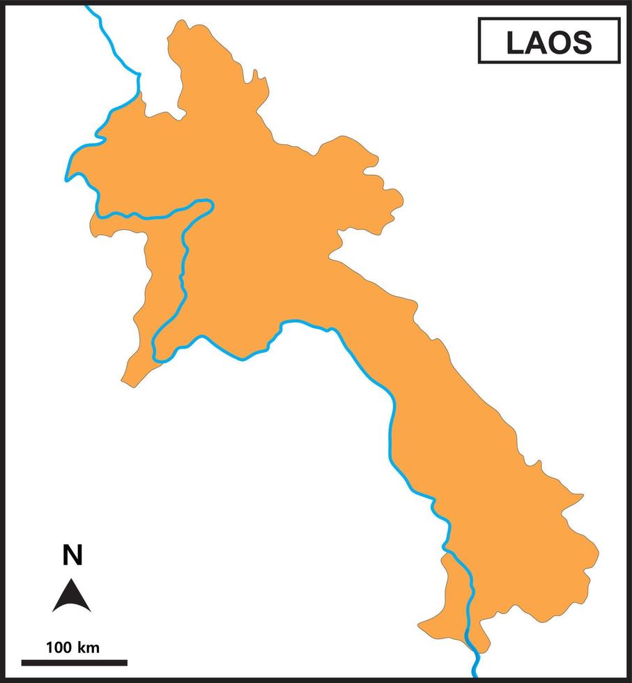 el mapa de laos incluye las líneas del río mekong vector