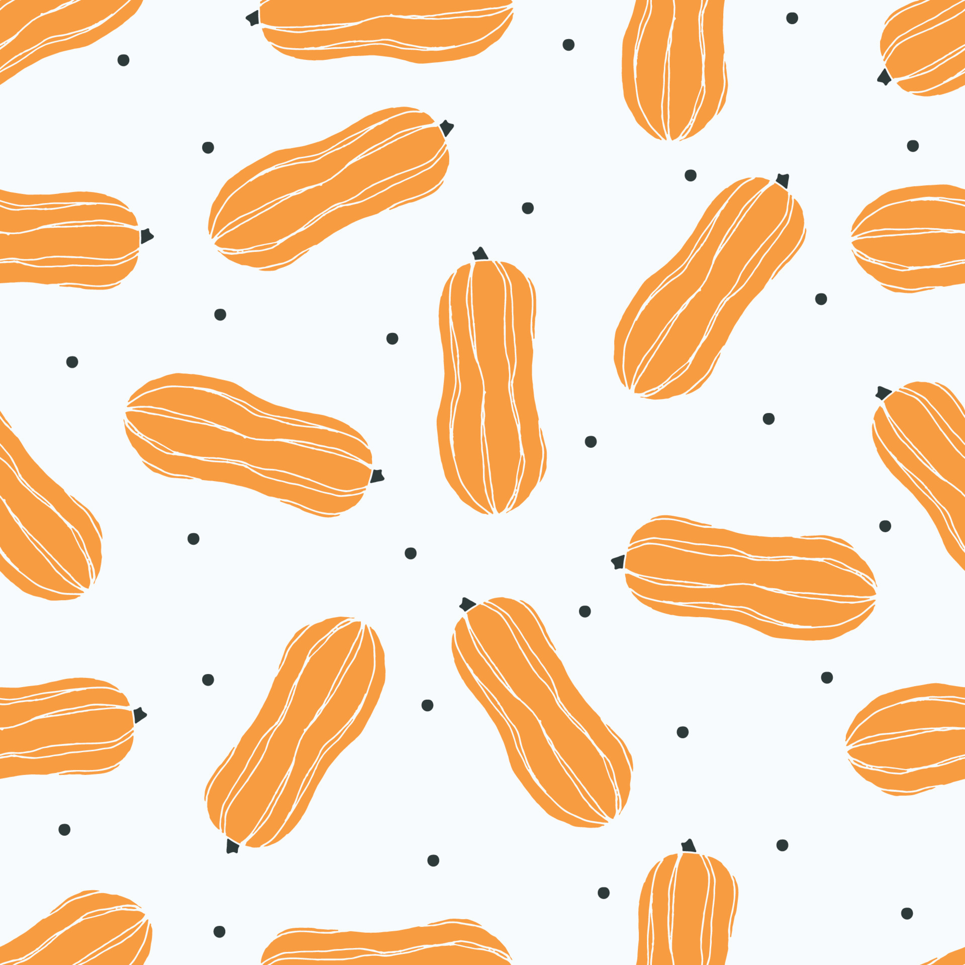 Seamless orange pumpkin with light background and air bubbles. Vector