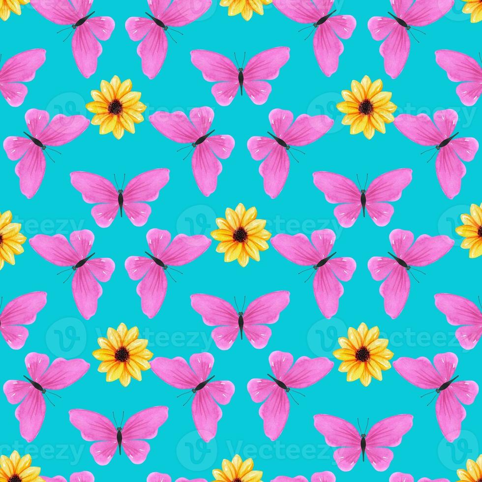 seamless pattern with colorful butterflies photo
